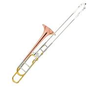 Instrumento Trombón Campana De Latón Dorado Tono Bb/F Trombón Deslizante De Afinación Tenor Cuerpo De Latón Lacado En Oro Trombón Con Estuche