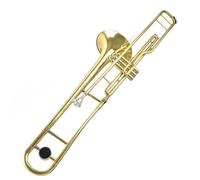 Instrumento Trombón Trombón De Marcha Con Llave De Soporte, Instrumento De Trombón Deslizante Bb Dorado Lacado De Latón Con Estuche Portátil