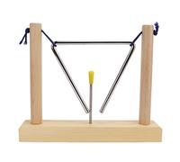instrumentos de aula de música, triángulo de percusión manual, triángulo reuleaux, instrumento musical con marco de pino para tocar campana triangular