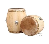Instrumentos étnicos de percusión folclórica de cuero vacuno, tambores rítmicos altos y cortos para narración de historias (31 cm)