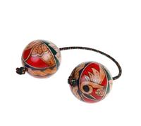 Instrumentos musicales africanos - 50 g de madera doble bola auténtica agitador rítmico, bolas agitadoras de mano, bola rítmica para clase musical de boda