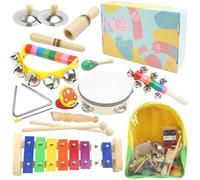 Instrumentos Musicales Bebe de Madera, Bolsa de Almacenamiento | Percusión de Colores del Arcoíris con Xilofono Bebe, Juguetes Montessori