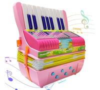 Instrumentos musicales de acordeón para niños, acordeón de botones para niños - Acordeón de botones de 17 teclas, juguete de acordeón pequeño - Juguete educativo ligero preescolar lindo instrumento pa
