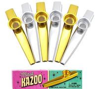 Instrumentos musicales de metal Kazoos con diafragmas de flauta Kazoo para regalo, premios y recuerdos de fiesta (paquete de 4)