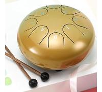 Instrumentos Musicales, Handpan Tanque Tambor de Lengua de Acero, 6" 8 Notas Clave C Instrumento de Percusión - Hand Pan Drum con Bolsa de Tansporte, Baquetas(Glossy Gold,4 pulgadas 8 Nota)