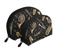 Instrumentos Musicales Impresión Clásica, Bolsa de Maquillaje de Concha, Monedero pequeño para Mujer, Bolsa de artículos de tocador, Bolsa de cosméticos, 2 Piezas