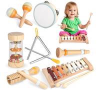 Instrumentos Musicales Infantiles 1 2 3 4 5 Años, Juguetes de Madera Instrumentos de Percusión con Xilofono Maracas Tambor Juguete Musicales Juegos Montessori Niños Niñas Regalos Bebe Cumpleaños