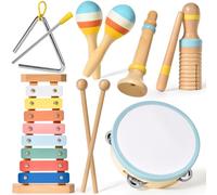 Instrumentos Musicales para Bebé Montessori, Juguete de Madera para Niños Pequeños de 1 a 3 Años, Instrumentos Musicales 6 en 1, Juguete Montessori a Partir de 3 4 5 Años con Moderno Xilófono Boho