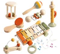 Instrumentos musicales para niños, 7 piezas, instrumentos musicales Montessori, juguetes para niños a partir de 2 años, juego de instrumentos musicales con xilófono de madera