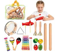 Instrumentos musicales para niños pandereta, maracas de madera y juguetes | Instrumentos de percusión para niños y niñas, viaje, guardería, aula, escuela, guardería, fiesta