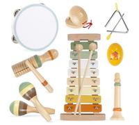 Instrumentos musicales para niños pequeños, instrumentos musicales Montessori de madera Juguetes para niños pequeños de 1-3 años de edad, xilófono niños regalos educativos de cumpleaños (madera de