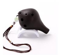 Instrumentos ocarinas de cerámica, Instrumento principiante negro Xun Ocarina de cerámica en tono Alto C 6 agujeros con cuerda colgante(Style 1)