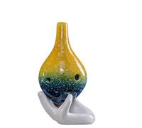 Instrumentos ocarinas de cerámica, Tecla C media Ocarina de cerámica 12 agujeros pintada a mano 7 estilos enseñanza for principiantes(Style 2)