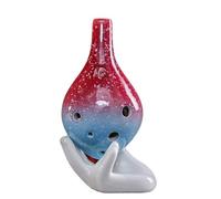 Instrumentos ocarinas de cerámica, Tecla C media Ocarina de cerámica 12 agujeros pintada a mano 7 estilos enseñanza for principiantes(Style 4)