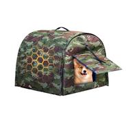 Insulated Cat House - Camouflage Tent Outdoor Stray Cats Kittens Puppies Garden Backyard Patio Lawn Porch Farm | Weatherproof Heated Pet Enclosure Multi Functional