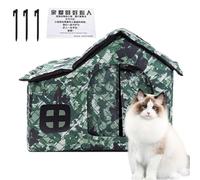 Insulated Cat House - Waterproof Foldable Winter Shelter, Portable Pet Cave Feeding Station for Feral Cats, Community Patio Garden Yard Lawn Balcony Garage and Cold Weather Protection, 39x34x34cm
