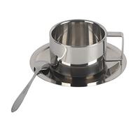 Insulated Coffee Cup with Saucer and Spoon,European double layer stainless steel creative milk tea ready instant Stainless Steel Insulated coffee cup set for Coffee, Latte,Tea, Milk