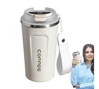 Insulated Coffee Tumbler - Temperature Display 510ml Lidded Mug, High | Definition Drinking Cup With Lanyard | Practical Travel Mug For Coffee Tea Milk Juice Cocoa Hot And Cold Drinks Easy To Carry