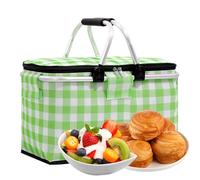 Insulated Picnic Bag - Lunch Beach Basket Cooler Portable, Leak-Proof Camping for Road Trips, Shopping, Travel Essentials