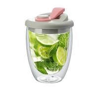 Insulated Thermal Cups - Double Wall Glass Coffee Cup | Ice Milk Cups With Leakproof Lid Leakproof Hot Tea Cupss | 350ml Double Wall Clear Coffee Mug For Home, School