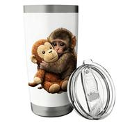 Insulated Tumbler - 600ml Monkey Pattern Cup With Lid | Drink Tumbler For Travel Cafe Tea Drinking | Reusable Mug Ideal For Gym Car Office Home Outdoor Party Men Women Everyday Use