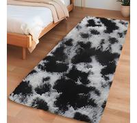 Insun Alfombra Salon de Pelo Largo, Rug Moderna Mullida Antideslizante, Tapete Lavable para Habitación, Dormitorio, Pasillo Teñido Anudado Negro Blanco 275 x 365 cm