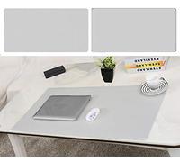 Insun Alfombrilla Ratón Alfombrilla Escritorio Antideslizante Impermeable Cuero PU Doble Cara Solo Color para Portátil, Teclado, Gaming Hogar y Oficina Gris claro 45x30cm