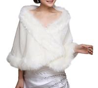 Insun Mujeres Chales Estolas de Piel Boleros Chal de Moda de Lujo para Fiesta Bodas Blanco
