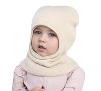 iNszkoos Niños Invierno Tejido Cagoule Gorro 1-6 Años Niño Orejera Capucha Gorro Cara Cuello Sombreros Más Cálido Bufanda Tiempo Frío Cobertura Completa Niños Niñas Gorra De Esquí Térmica, beige