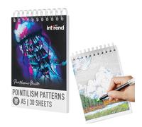 int!rend Cuaderno de Puntillismo - Bloc para Colorear Adultos A5 con Papel 300gsm - Con 30 Plantillas y Encuadernación en Espiral - Apto para Rotuladores Pinceles Plumas y Acuarela