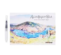 Int!rend Papel Acuarela A6 - 60x Págs. Cuaderno Acuarela 300g A6 - Incluye 1x Rotulador de Tinta al Agua - Block para Acuarelas