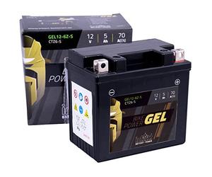intAct - Bike-Power GEL12-6ZS,CTZ6-S Batería de moto 12V 5 Ah 70 A (EN), Batería de moto de gel sin mantenimiento con un 30% más de potencia de arranque, para scooter, moto, quad, tractor de césped
