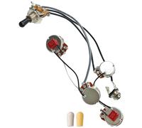 INTAI - Arnés de cableado precableado estilo SG para guitarra eléctrica, eje largo de 500 K, interruptor de palanca de 3 vías, tapas de interruptor color crema y blanco