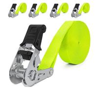 INTAKO Cinchas de Amarre 4 m o 6 m x 800 kg x 25 mm - 4 Piezas - Eslingas con Carraca - Correas de Sujeción con Trinquete - Verde (Ergolash) o Naranja (Verde (Ergolash), 4m)