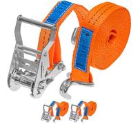 INTAKO Cinchas de Amarre con Carraca - 4m / 6m x 2000kg x 35mm - 2/10 Piezas - Eslingas con Carraca - Cinta de Amarre con Trinquete - Tensor de Cinchas para Auto y Moto (Naranja, 6m (2 Pezzi))