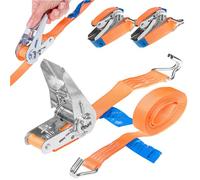 INTAKO Cinchas de Amarre con Carraca 4m 800kg 25mm, Eslingas de Carga (2 Piezas) - Cinta de Amarre con Trinquete Ideal para Motos, Cargas, Remolques