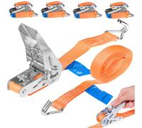 INTAKO Cinchas de Amarre con Carraca 4m 800kg 25mm, Eslingas de Carga (4 Piezas) - Cinta de Amarre con Trinquete Ideal para Motos, Cargas, Remolques