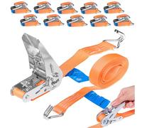 INTAKO Cinchas de Amarre con Carraca 4m 800kg 25mm, Eslingas de Carga - Cinta de Amarre con Trinquete Ideal para Motos, Cargas, Remolques (4m (10 Piezas))