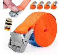 INTAKO Cinchas de Amarre Pequeñas 0,5m x 250kg - 4 Unidades - Correas de Amarre para Moto, Equipaje, Portabicicletas, Caravana - DIN EN 12195-2