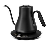 INTASTING Hervidor eléctrico de cuello de cisne, control de temperatura ± 0.5 °C, interior de acero inoxidable, calentamiento rápido, para verter sobre café o té, hervir agua, 0.9 L, negro