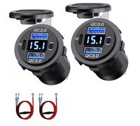 Intckwan Toma USB 12V, 72W, Cargador Triple Puerto con Carga Rápida Simultánea (2xQC3.0 + PD) e Interruptor ON/OFF, Enchufe Empotrable para Coches 12-24V, Motos, Camiones, Barcos, Caravanas (2 Piezas)