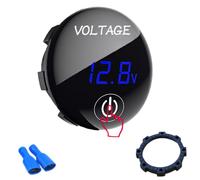 Intckwan Voltímetro Digital Mini LED DC 12V/24V Impermeable - Probador de Voltaje para Baterías de Coche, Barco, Moto, Camión, Caravana, ATV/UTV con Pantalla Digital de Luz Azul y Panel Táctil