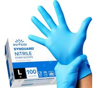 Intco medical 100 guantes de Nitrilo L sin polvo, sin látex, hipoalergénicos, certificados CE según EN455, guantes médicos desechables (L)