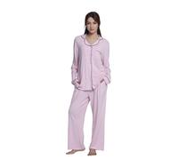 inteblu Conjunto de pijama lujoso de mezcla de modal para mujer, ropa de dormir suave de manga larga, conjunto de ropa de dormir de 2 piezas, pijama cómodo y transpirable para todas las estaciones