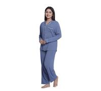 inteblu Conjunto de pijama lujoso de mezcla de modal para mujer, ropa de dormir suave de manga larga, conjunto de ropa de dormir de 2 piezas, pijama cómodo y transpirable para todas las estaciones