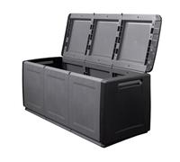 Intec - Caja de almacenamiento 330L, Cajas Organizadoras, Cestas Almacenaje, color gris y negro, 138 x 53 x 57 cm, asas de transporte de polipropileno