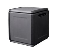 Intec - Caja de almacenamiento de 130 L, color gris y negro, 54 x 53 x 57 cm, asas de transporte de polipropileno