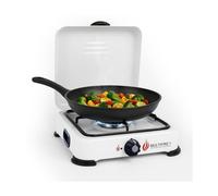 INTEC - Cocina de gas portátil de 1 quemador 1500W Cocina de gas butano o propano Tapa lacada blanca