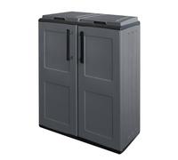 Intec - Cubo de basura de clasificación selectiva 2 bolsas para mueble a mediados de altura 68 x 37 x 84 cm, 2 anillos de soporte de bolsa 2 puertas