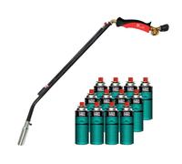 Intec - Desherbador térmico de gas 1100 W + 12 cartuchos de gas Butano Brule Hierbas Encendido piezo + Adaptador multicartucho